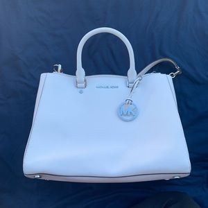 Michael Kors Sutton White Leather Satchel